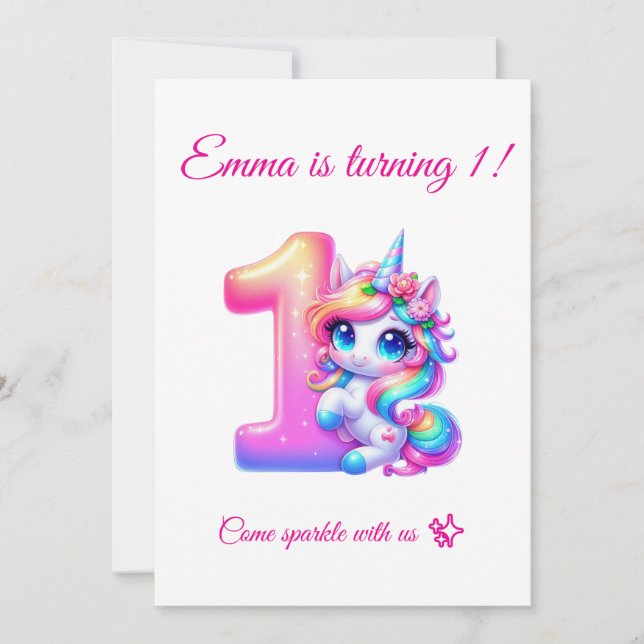 Magical 1st Birthday Invitation Editable (Front)