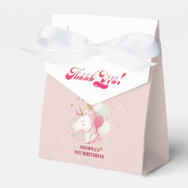 Magical 1st Birthday Unicorn Favor Boxes (Front Side)