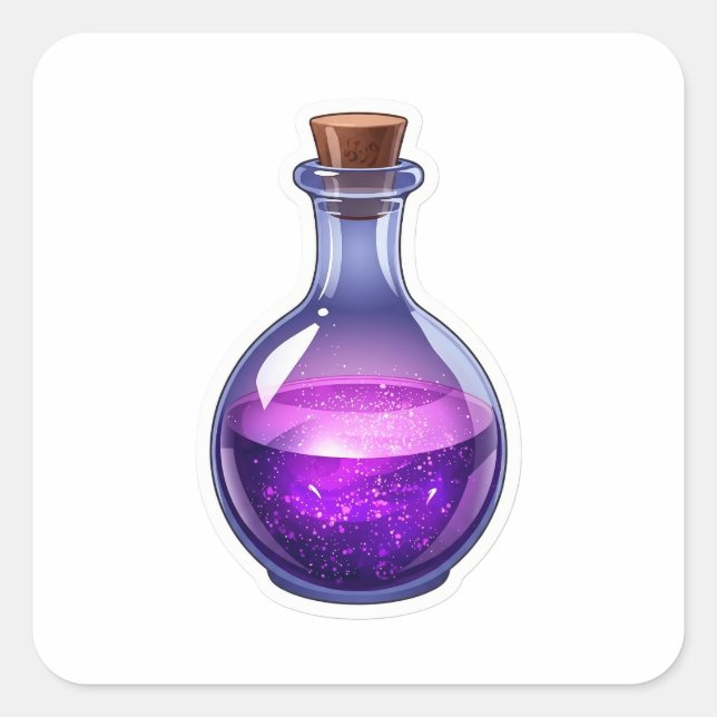 Magical 3D Purple Potion Bottle Fantasy Sticker (Front)