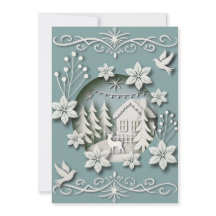 Magical 3D Unique Christmas Card with Winter Scene