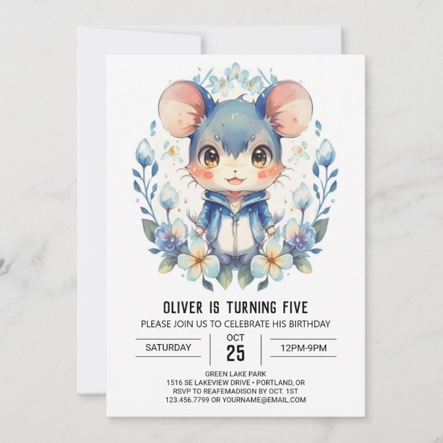 Magical Adventure Mouse Birthday Invitation (Front)