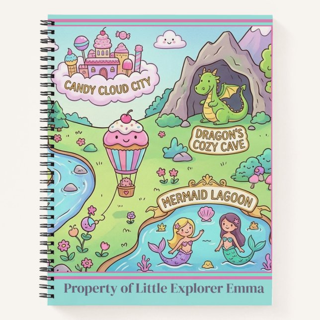 Magical Adventures Map Kids Spiral Notebook (Front)