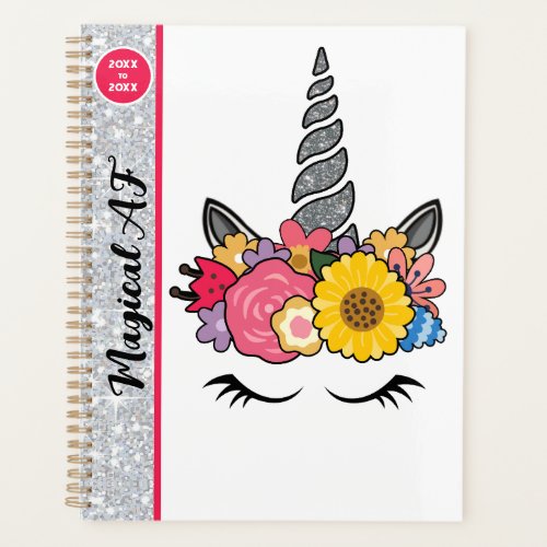 Magical AF Glitter Unicorn with Flower Crown Planner