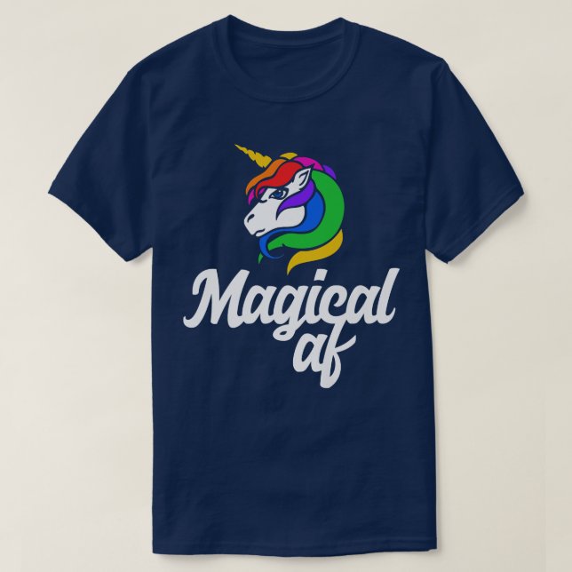 Magical AF  Magic unicorn retro rainbow tee s  (Design Front)