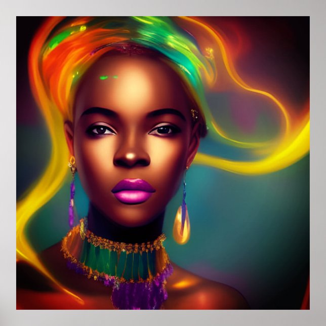 Magical African Rainbow woman colorful Poster (Front)