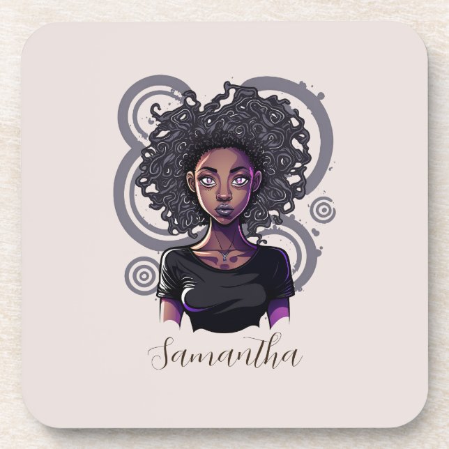 Magical Afro Woman Beverage Coaster (Front)