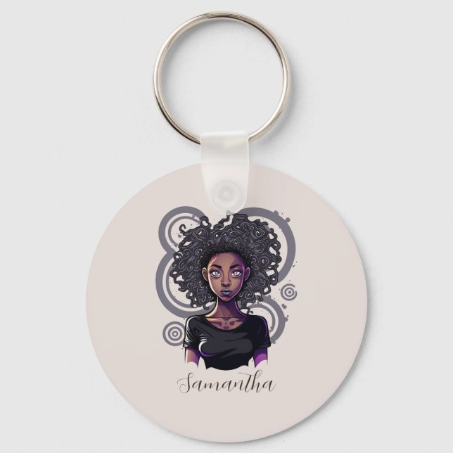 Magical Afro Woman Keychain (Front)