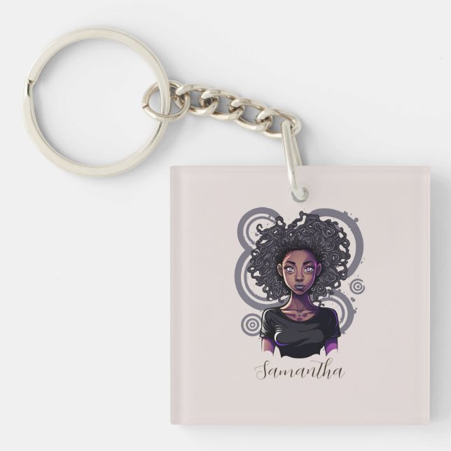 Magical Afro Woman Keychain (Front)