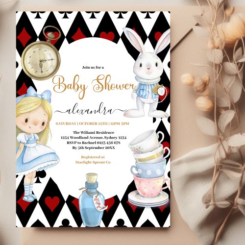 Magical Alice in Wonderland  Baby Shower Invitation