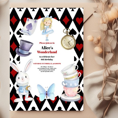  Magical Alice in Wonderland  Birthday  Invitation