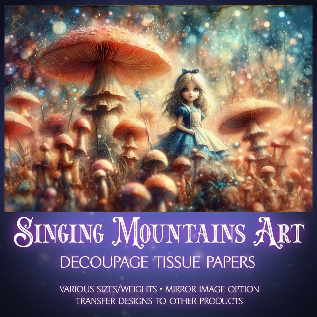 Magical Alice Wonderland Mushroom Grove Decoupage Tissue Paper (Creator Uploaded)