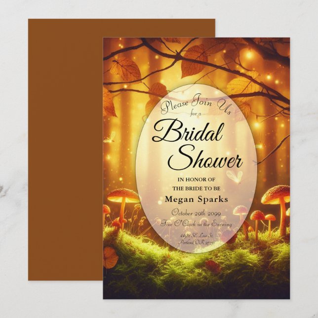 Magical Amber Forest Fairytale Bridal Shower Invitation (Front/Back)