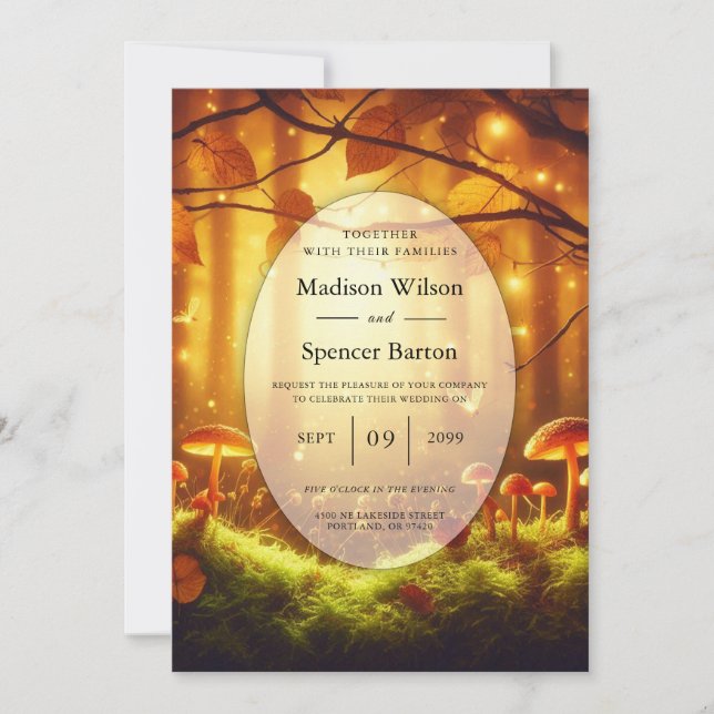 Magical Amber Forest Fairytale Wedding Invitation (Front)