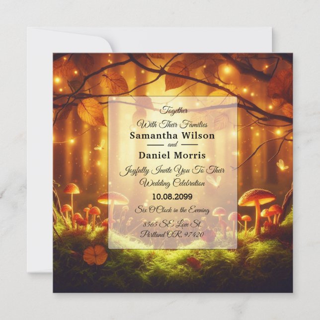 Magical Amber Forest Fairytale Wedding Invitation (Front)