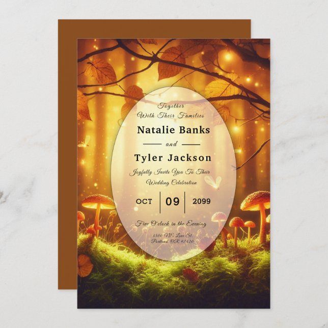 Magical Amber Forest Fairytale Wedding Invitation (Front/Back)