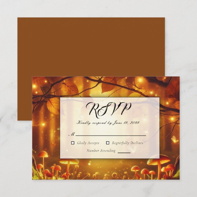Magical Amber Forest Fairytale Wedding RSVP Card (Front/Back)