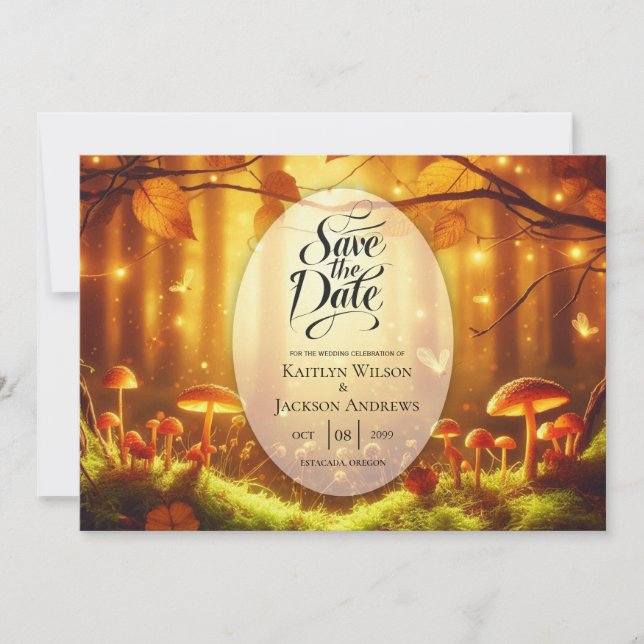 Magical Amber Forest Fairytale Wedding  Save The Date (Front)
