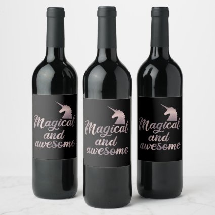 Magical And Awesome Unicorn Wine Label