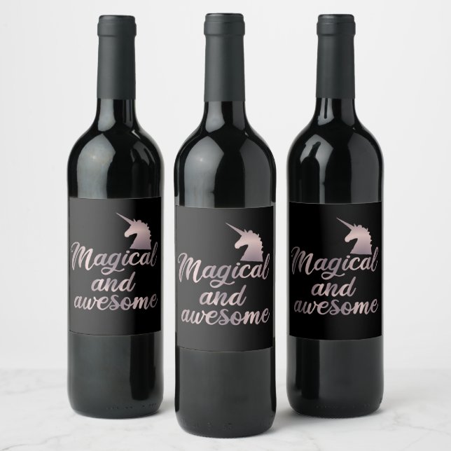 Magical And Awesome Unicorn Wine Label (Bottles)