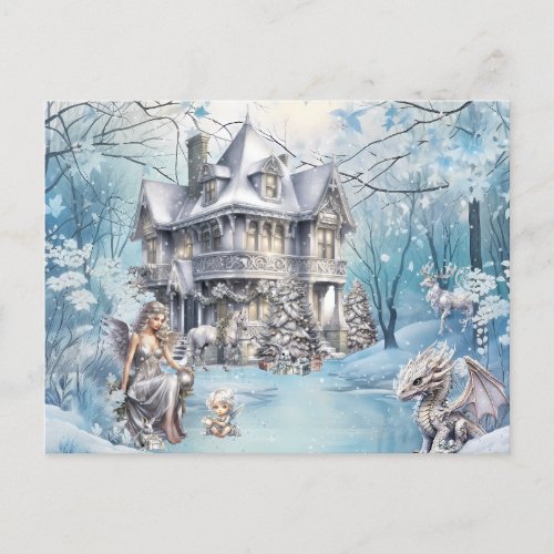 Magical and Whimsical Christmas Fairy Holiday Postcard