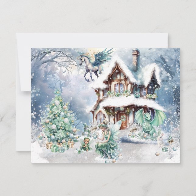 Magical and Whimsical Christmas Fairy Note Card (Front)