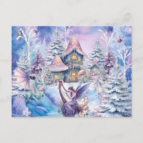 Magical and Whimsical Christmas Fairy Postcard