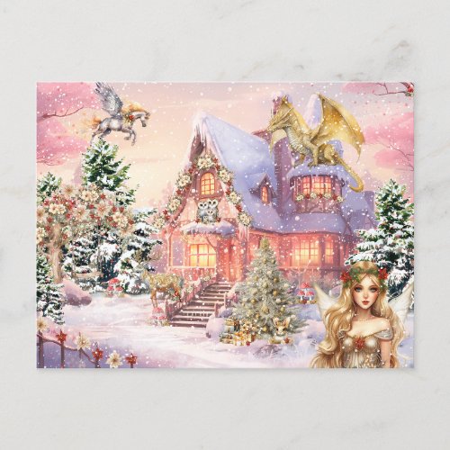 Magical and Whimsical Christmas Fairy Postcard