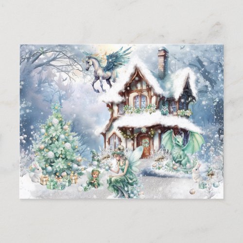 Magical and Whimsical Christmas Fairy Postcard