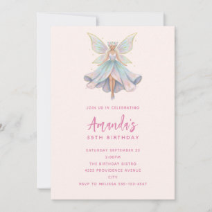 Magical Angel Fairy Pastel Colors Birthday Invitation