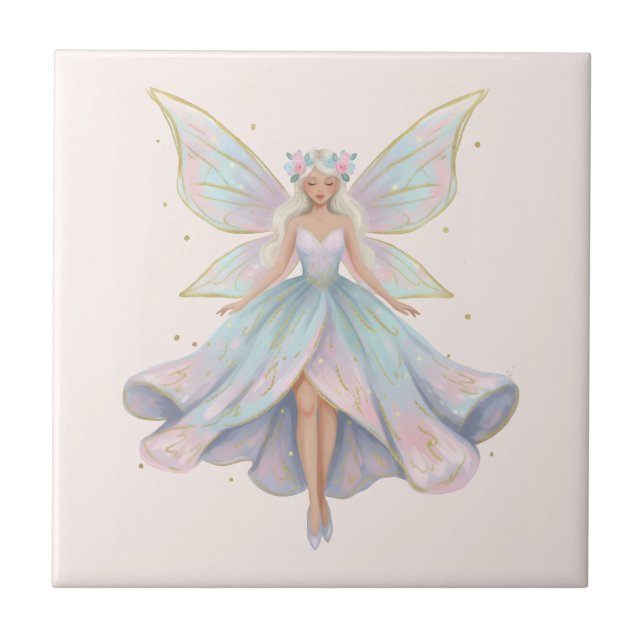 Magical Angel Fairy Pastel Colors Ceramic Tile (Front)