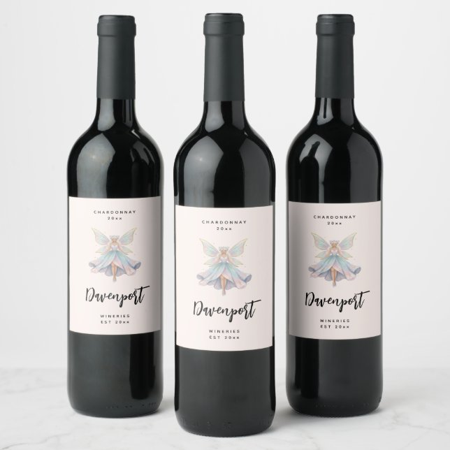 Magical Angel Fairy Pastel Colors - Wine Making Label (Bottles)