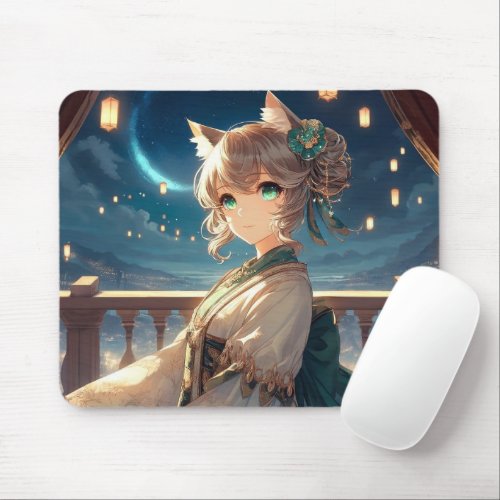 Magical Anime Catgirl Royalty Mouse Pad