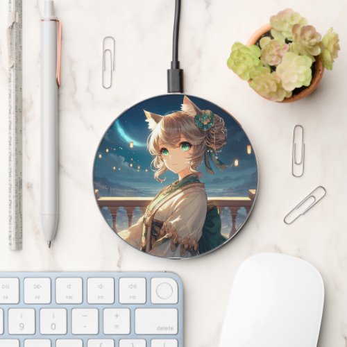 Magical Anime Catgirl Royalty Wireless Charger