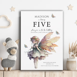 Magical Anime Fairy 5th Birthday Party Invitation