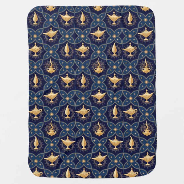 Magical Arabian Nights Baby Blanket – Genie & Lamp (Front)