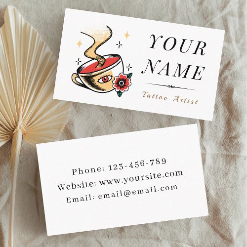 Magical Artistic Coffee Mug Tattoo Artist Creative Business Card