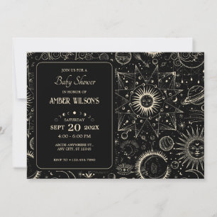 Magical astrology boho celestial baby shower invitation