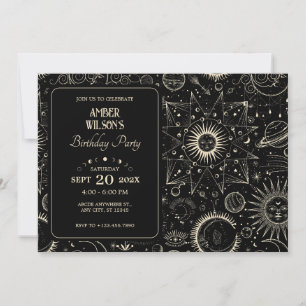 Magical astrology boho celestial birthday  invitation