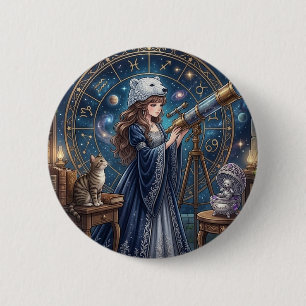 Magical Astronomy Anime Girl - Dreams & Reverie Button