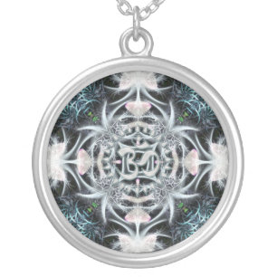Magical Aum Fractal Art Silver Plated Necklace