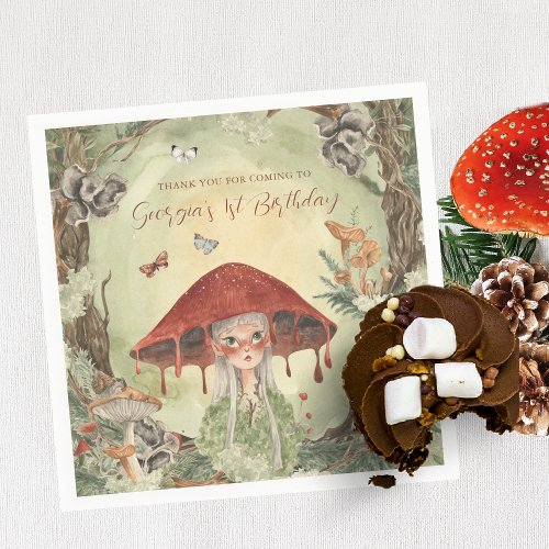 Magical Autumn Forest Fairy  Birthday Napkins