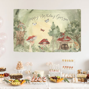 Magical Autumn Forest Fairy Birthday Welcome Banner
