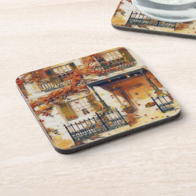 Magical Autumn House Beverage Coaster (Left Side)