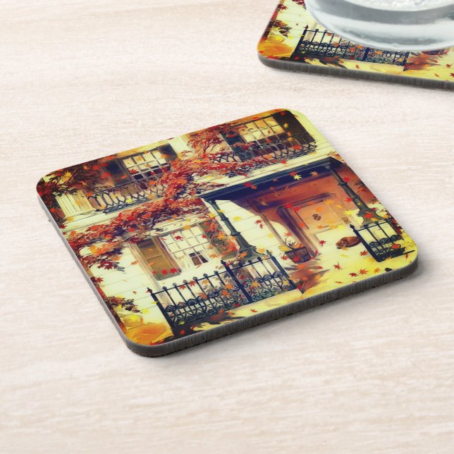 Magical Autumn House Beverage Coaster (Left Side)
