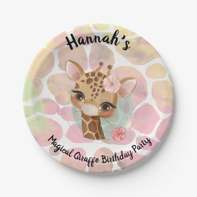 Magical baby giraffe paper plates (Front)