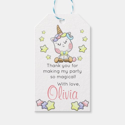 Magical Baby Unicorn Cutie Personalized Birthday Gift Tags