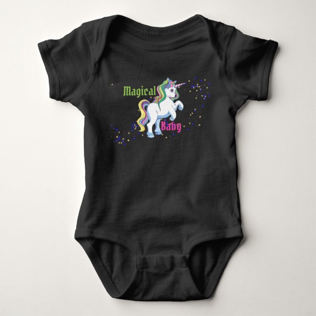 Magical Baby Unicorn One-Pieces Baby Bodysuit (Front)