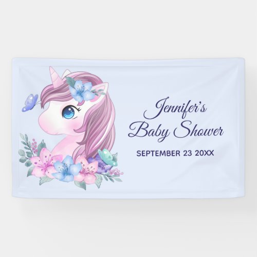 Magical Baby Unicorn with Big Eyes Baby Shower Banner