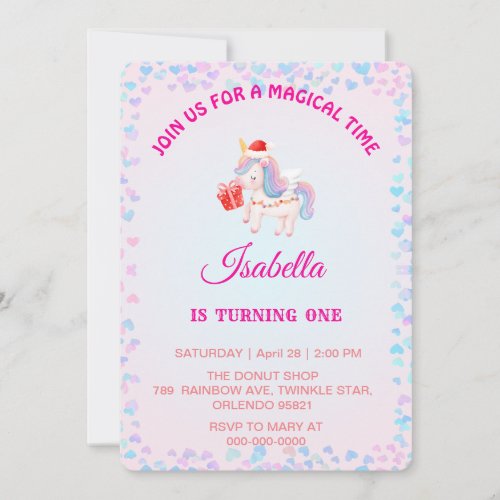 Magical Ballet rainbow gradient 1st birthday party Invitation