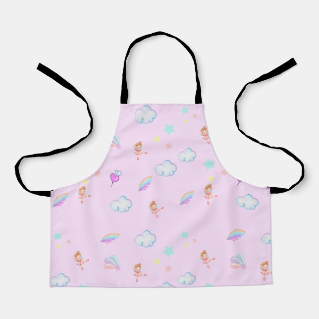 Magical Ballet rainbow gradient birthday party kid Apron (Front)